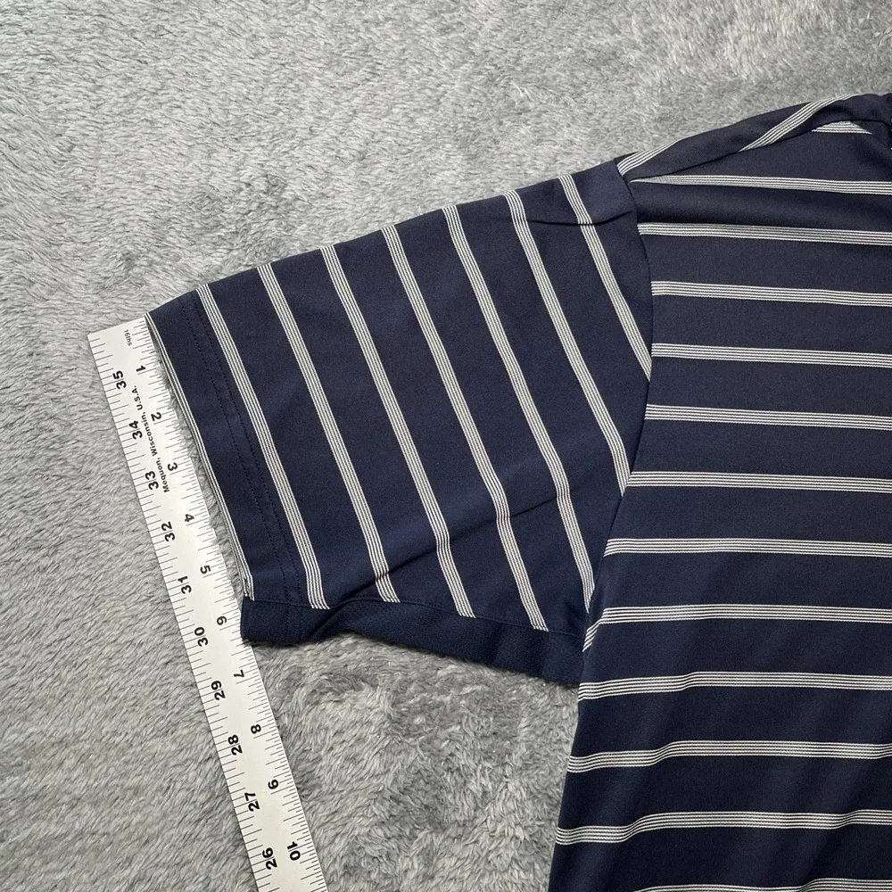 Adidas Clinacool Men's Polo Short Sleeve Shirt Blue/White Striped Landrover SZ M